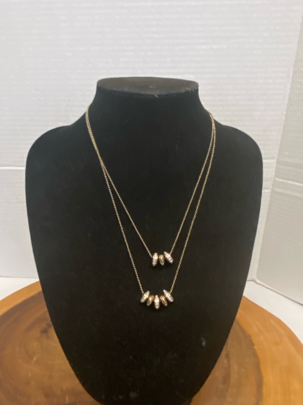 Banana Republic Gold Rhinestone Beaded Layering Necklace